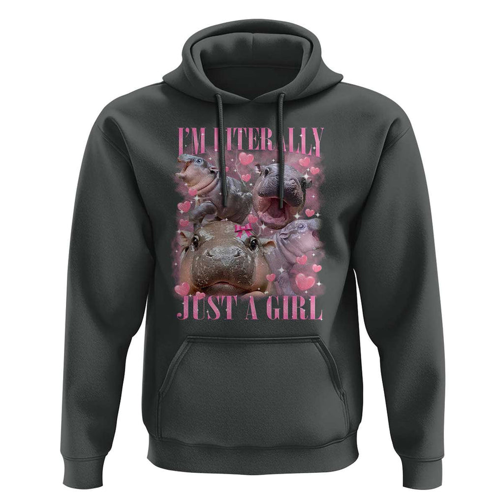 Funny Moo-Deng Baby Pygmy Hippo Hoodie Funny I'm Literally Just a Girl Cute Zoo For Family TS10 Dark Heather Print Your Wear