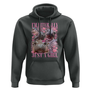 Funny Moo-Deng Baby Pygmy Hippo Hoodie Funny I'm Literally Just a Girl Cute Zoo For Family TS10 Dark Heather Print Your Wear