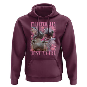 Funny Moo-Deng Baby Pygmy Hippo Hoodie Funny I'm Literally Just a Girl Cute Zoo For Family TS10 Maroon Print Your Wear