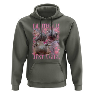 Funny Moo-Deng Baby Pygmy Hippo Hoodie Funny I'm Literally Just a Girl Cute Zoo For Family TS10 Military Green Print Your Wear