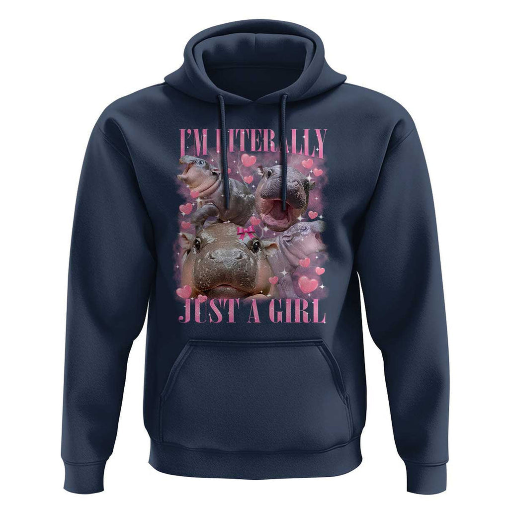 Funny Moo-Deng Baby Pygmy Hippo Hoodie Funny I'm Literally Just a Girl Cute Zoo For Family TS10 Navy Print Your Wear