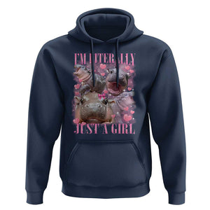 Funny Moo-Deng Baby Pygmy Hippo Hoodie Funny I'm Literally Just a Girl Cute Zoo For Family TS10 Navy Print Your Wear