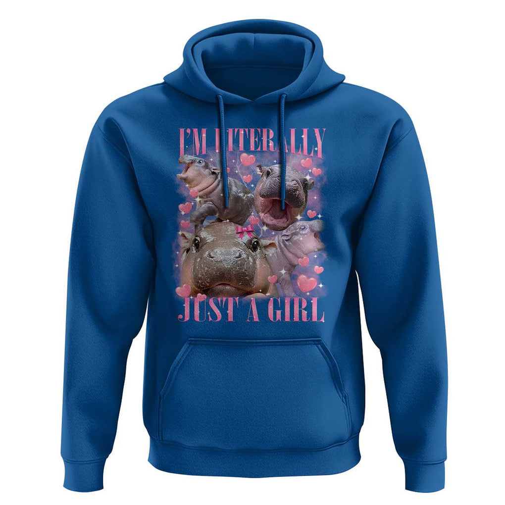 Funny Moo-Deng Baby Pygmy Hippo Hoodie Funny I'm Literally Just a Girl Cute Zoo For Family TS10 Royal Blue Print Your Wear