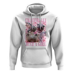Funny Moo-Deng Baby Pygmy Hippo Hoodie Funny I'm Literally Just a Girl Cute Zoo For Family TS10 White Print Your Wear