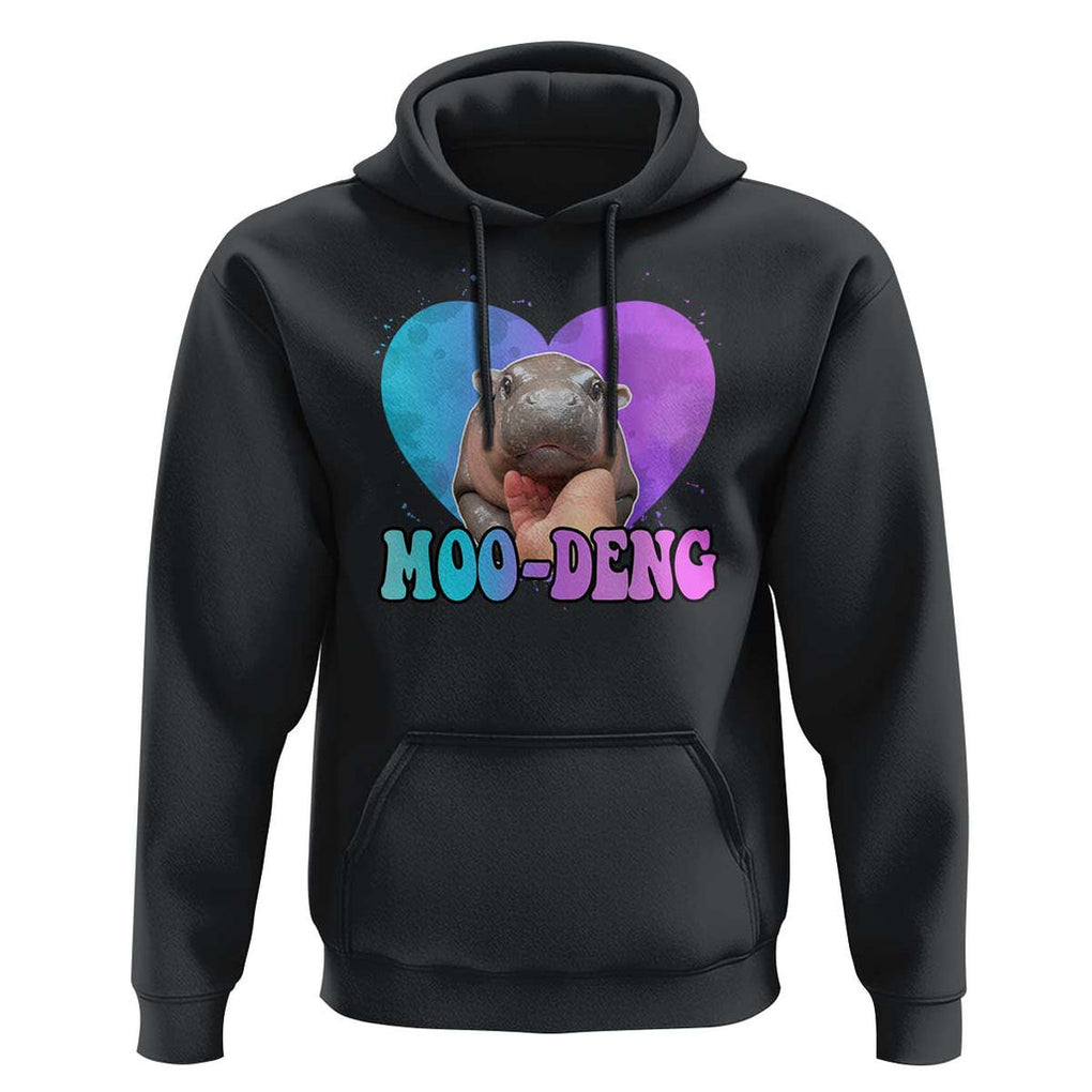 Funny Moo-Deng Baby Pygmy Hippo Hoodie Heart Shape Cute Zoo For Family TS10 Black Print Your Wear