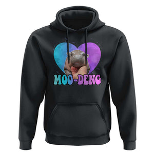 Funny Moo-Deng Baby Pygmy Hippo Hoodie Heart Shape Cute Zoo For Family TS10 Black Print Your Wear