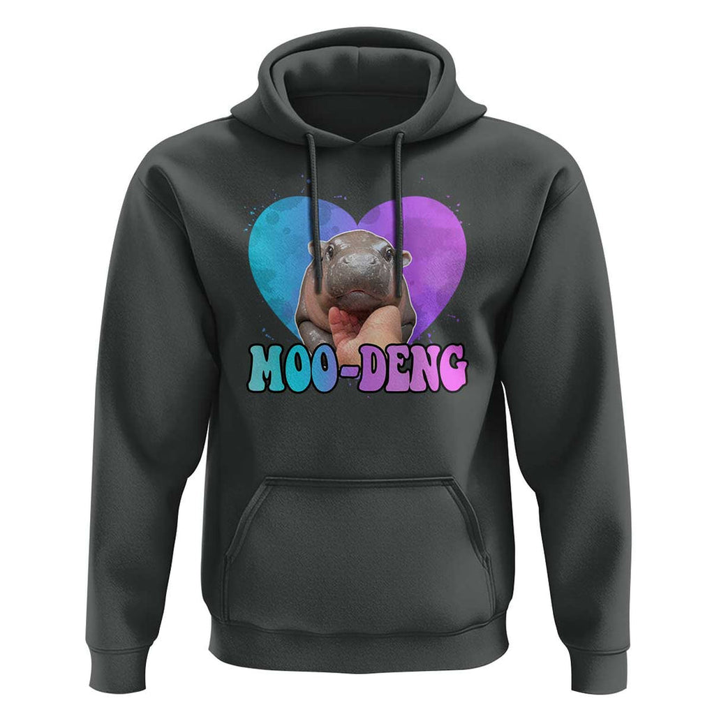 Funny Moo-Deng Baby Pygmy Hippo Hoodie Heart Shape Cute Zoo For Family TS10 Dark Heather Print Your Wear