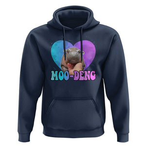 Funny Moo-Deng Baby Pygmy Hippo Hoodie Heart Shape Cute Zoo For Family TS10 Navy Print Your Wear