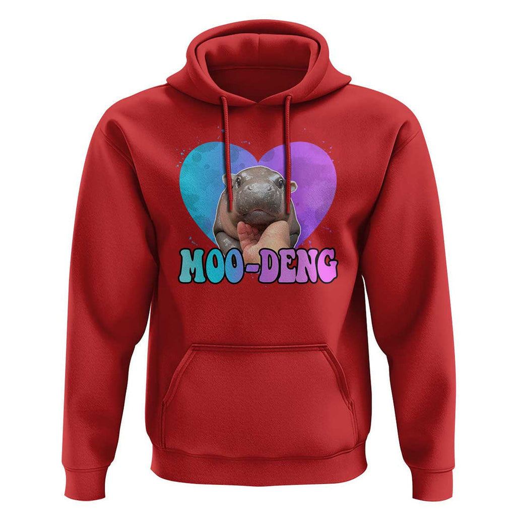 Funny Moo-Deng Baby Pygmy Hippo Hoodie Heart Shape Cute Zoo For Family TS10 Red Print Your Wear