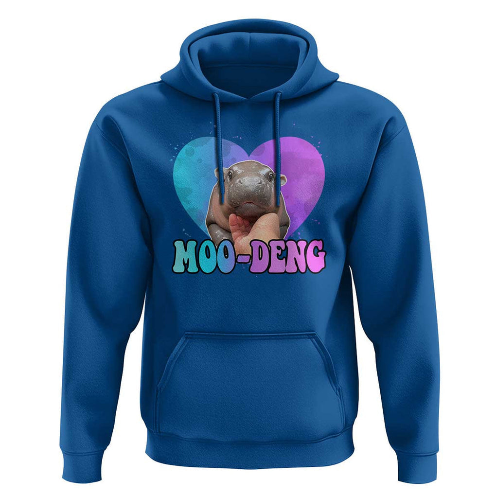Funny Moo-Deng Baby Pygmy Hippo Hoodie Heart Shape Cute Zoo For Family TS10 Royal Blue Print Your Wear
