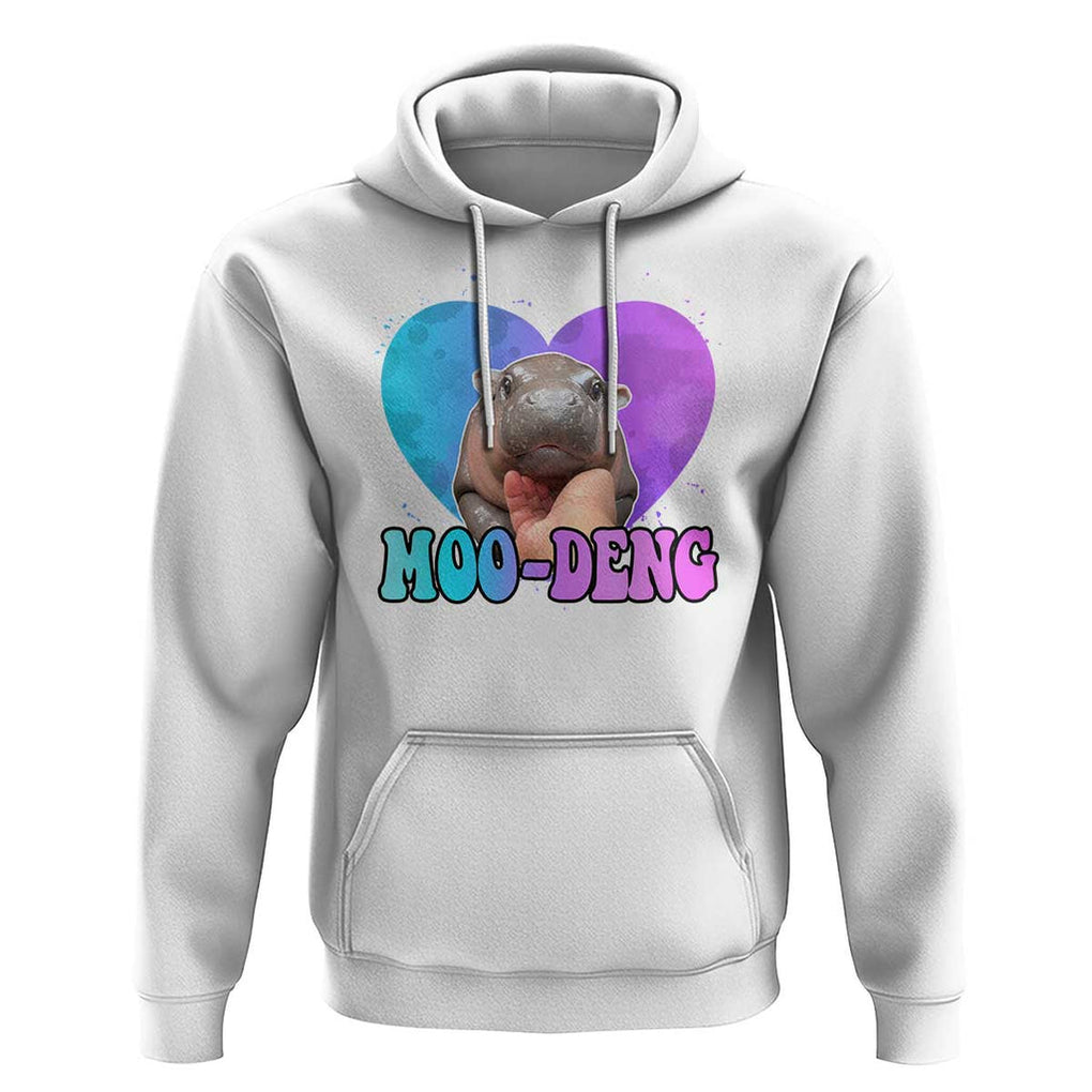 Funny Moo-Deng Baby Pygmy Hippo Hoodie Heart Shape Cute Zoo For Family TS10 White Print Your Wear