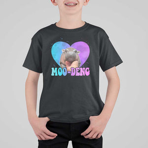 Funny Moo-Deng Baby Pygmy Hippo T Shirt For Kid Heart Shape Cute Zoo For Family TS10 Black Print Your Wear