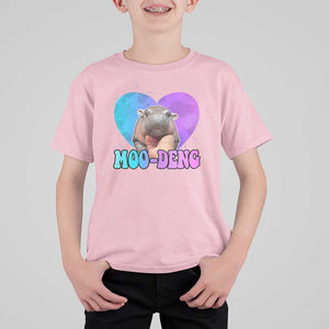 Funny Moo-Deng Baby Pygmy Hippo T Shirt For Kid Heart Shape Cute Zoo For Family TS10 Light Pink Print Your Wear