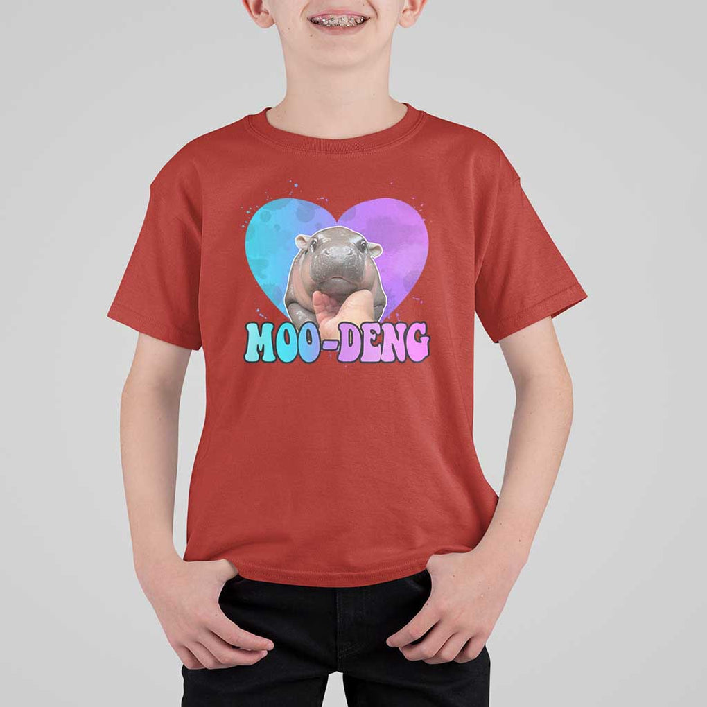 Funny Moo-Deng Baby Pygmy Hippo T Shirt For Kid Heart Shape Cute Zoo For Family TS10 Red Print Your Wear