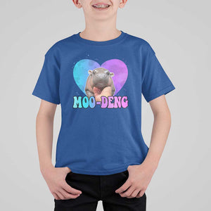 Funny Moo-Deng Baby Pygmy Hippo T Shirt For Kid Heart Shape Cute Zoo For Family TS10 Royal Blue Print Your Wear