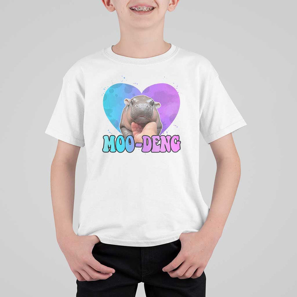 Funny Moo-Deng Baby Pygmy Hippo T Shirt For Kid Heart Shape Cute Zoo For Family TS10 White Print Your Wear