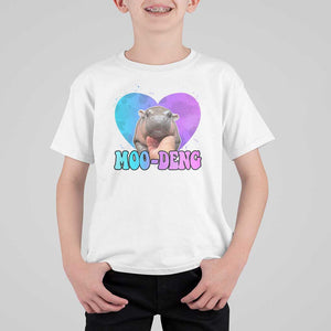 Funny Moo-Deng Baby Pygmy Hippo T Shirt For Kid Heart Shape Cute Zoo For Family TS10 White Print Your Wear