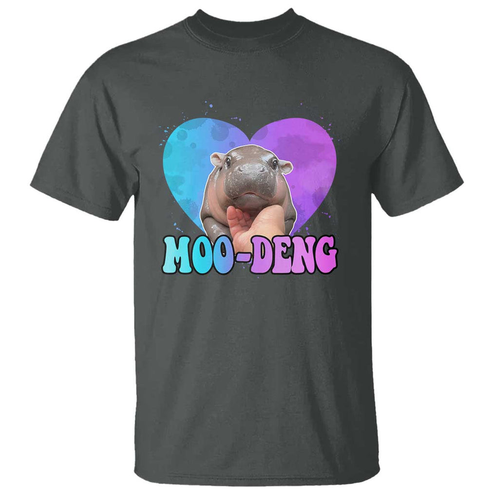 Funny Moo-Deng Baby Pygmy Hippo T Shirt Heart Shape Cute Zoo For Family TS10 Dark Heather Print Your Wear