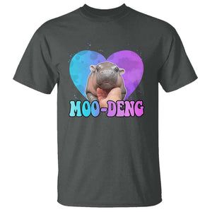 Funny Moo-Deng Baby Pygmy Hippo T Shirt Heart Shape Cute Zoo For Family TS10 Dark Heather Print Your Wear