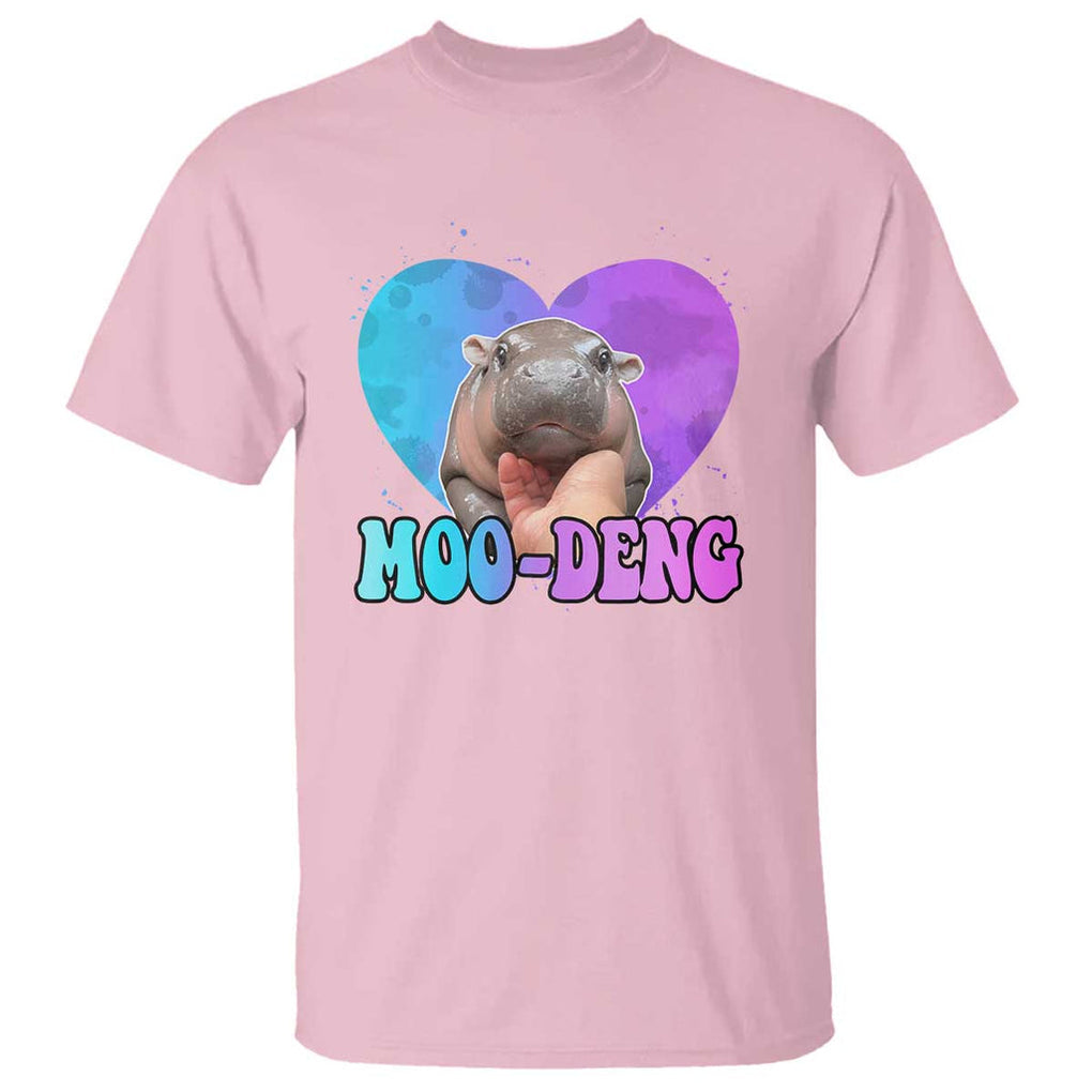 Funny Moo-Deng Baby Pygmy Hippo T Shirt Heart Shape Cute Zoo For Family TS10 Light Pink Print Your Wear