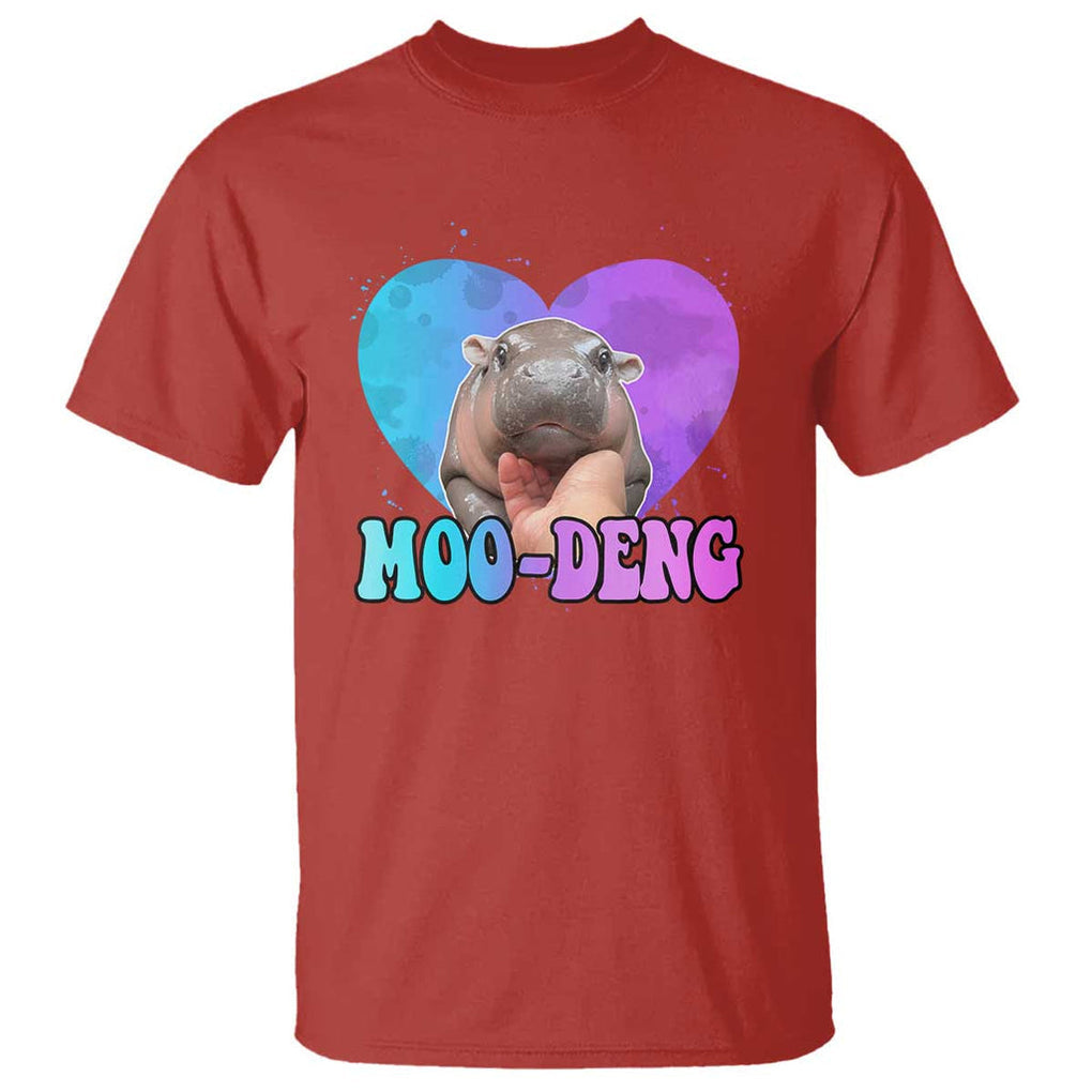 Funny Moo-Deng Baby Pygmy Hippo T Shirt Heart Shape Cute Zoo For Family TS10 Red Print Your Wear
