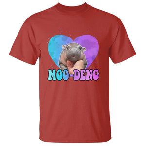 Funny Moo-Deng Baby Pygmy Hippo T Shirt Heart Shape Cute Zoo For Family TS10 Red Print Your Wear