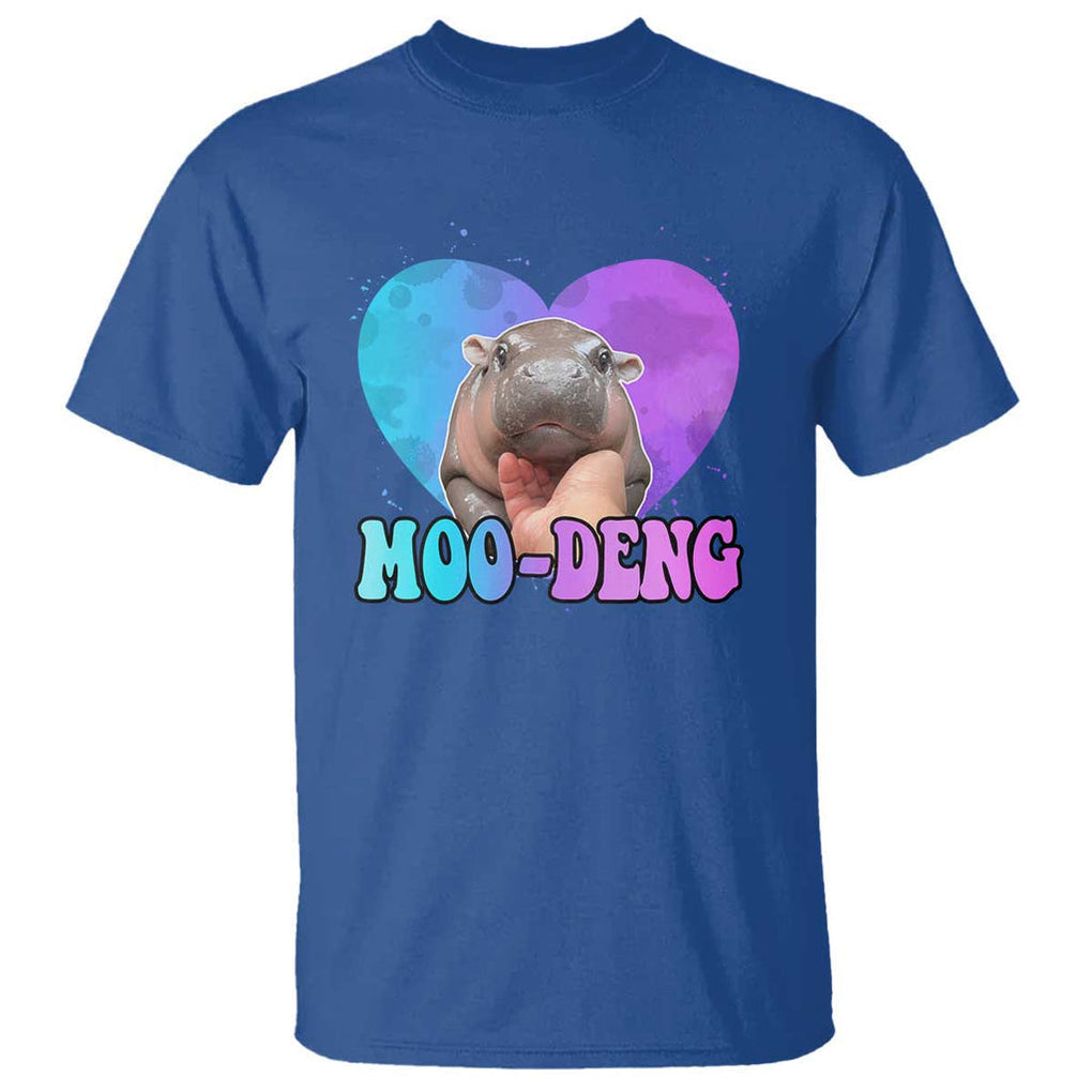 Funny Moo-Deng Baby Pygmy Hippo T Shirt Heart Shape Cute Zoo For Family TS10 Royal Blue Print Your Wear