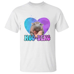 Funny Moo-Deng Baby Pygmy Hippo T Shirt Heart Shape Cute Zoo For Family TS10 White Print Your Wear