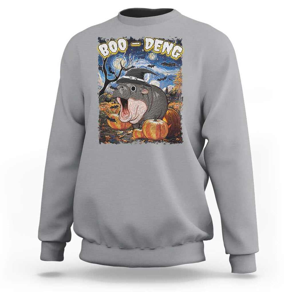 Moo-Deng Baby Pygmy Hippo Van Gogh Starry Night Sweatshirt Halloween Gothic Witchy Vibes Cute Zoo For Family TS10 Sport Gray Print Your Wear