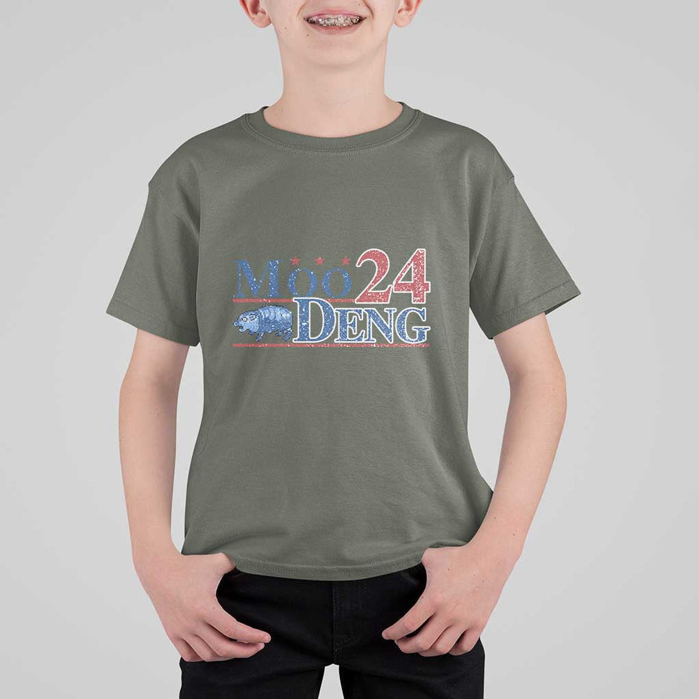 Moo-Deng for President 2024 T Shirt For Kid Funny Baby Hippo Cute Zoo For Family TS10 Military Green Print Your Wear