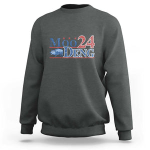 Moo-Deng for President 2024 Sweatshirt Funny Baby Hippo Cute Zoo For Family TS10 Dark Heather Print Your Wear