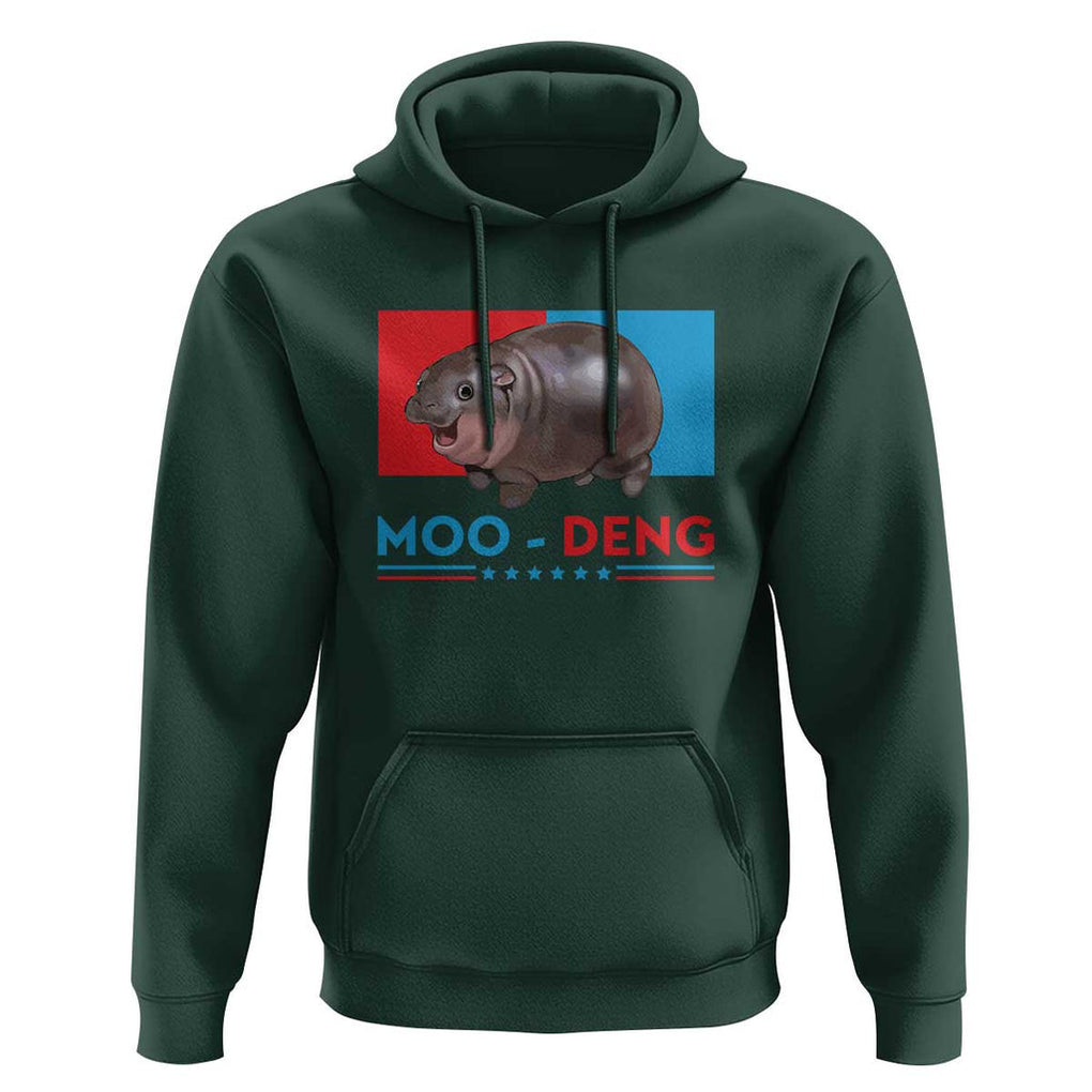 Funny Moo-Deng Baby Pygmy Hippo Hoodie Moo Deng for President 2024 Cute Zoo For Family TS10 Dark Forest Green Print Your Wear