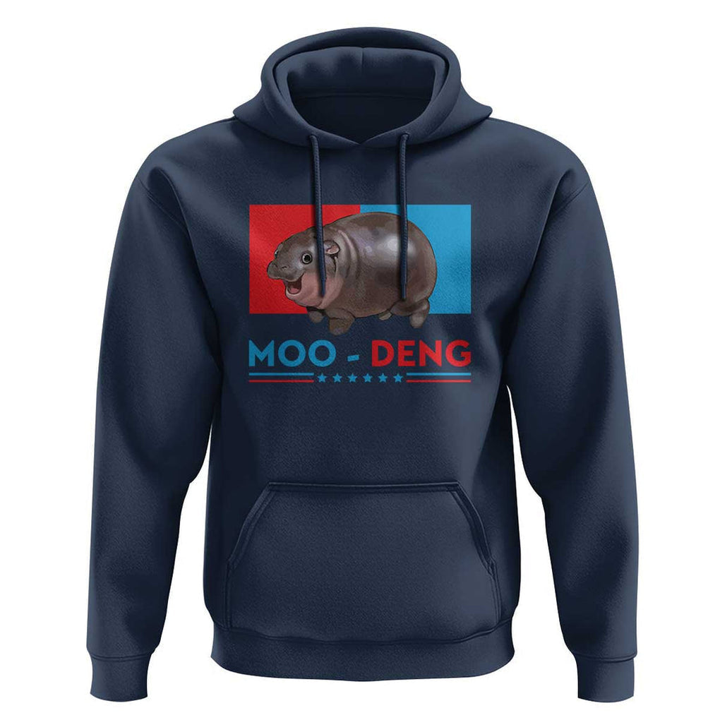 Funny Moo-Deng Baby Pygmy Hippo Hoodie Moo Deng for President 2024 Cute Zoo For Family TS10 Navy Print Your Wear