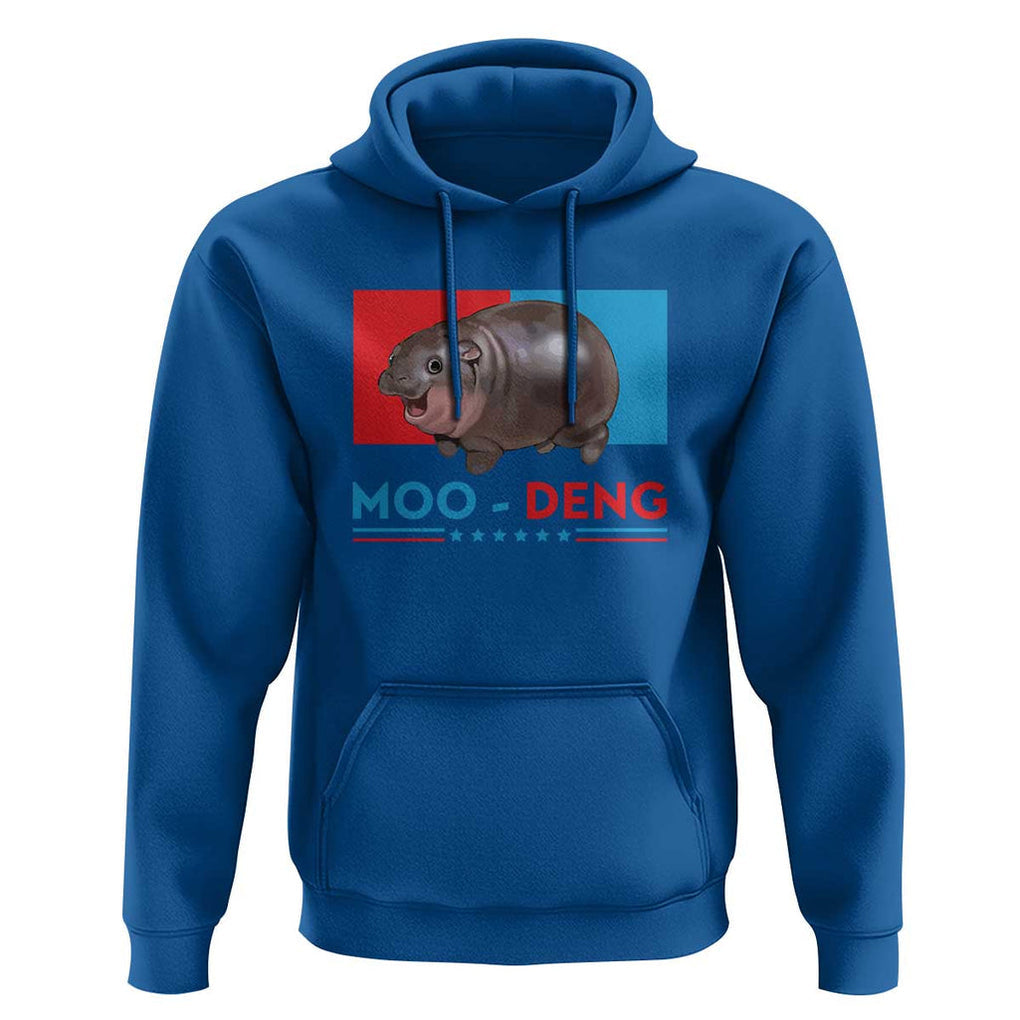Funny Moo-Deng Baby Pygmy Hippo Hoodie Moo Deng for President 2024 Cute Zoo For Family TS10 Royal Blue Print Your Wear
