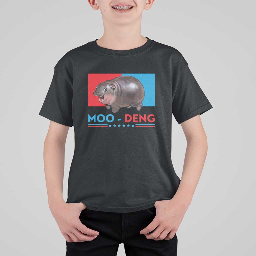 Funny Moo-Deng Baby Pygmy Hippo T Shirt For Kid Moo Deng for President 2024 Cute Zoo For Family TS10 Black Print Your Wear
