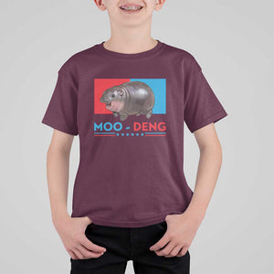 Funny Moo-Deng Baby Pygmy Hippo T Shirt For Kid Moo Deng for President 2024 Cute Zoo For Family TS10 Maroon Print Your Wear