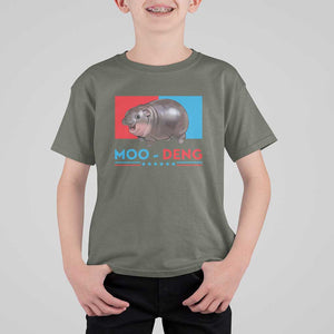 Funny Moo-Deng Baby Pygmy Hippo T Shirt For Kid Moo Deng for President 2024 Cute Zoo For Family TS10 Military Green Print Your Wear