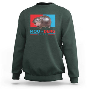 Funny Moo-Deng Baby Pygmy Hippo Sweatshirt Moo Deng for President 2024 Cute Zoo For Family TS10 Dark Forest Green Print Your Wear