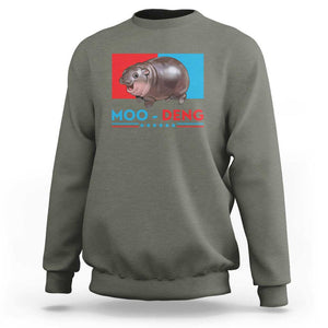 Funny Moo-Deng Baby Pygmy Hippo Sweatshirt Moo Deng for President 2024 Cute Zoo For Family TS10 Military Green Print Your Wear