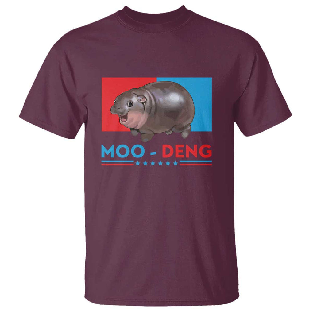 Funny Moo-Deng Baby Pygmy Hippo T Shirt Moo Deng for President 2024 Cute Zoo For Family TS10 Maroon Print Your Wear