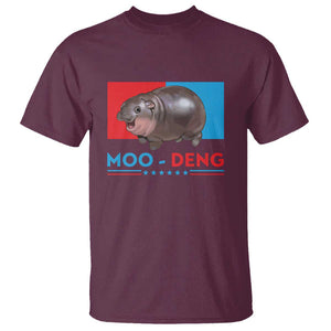 Funny Moo-Deng Baby Pygmy Hippo T Shirt Moo Deng for President 2024 Cute Zoo For Family TS10 Maroon Print Your Wear