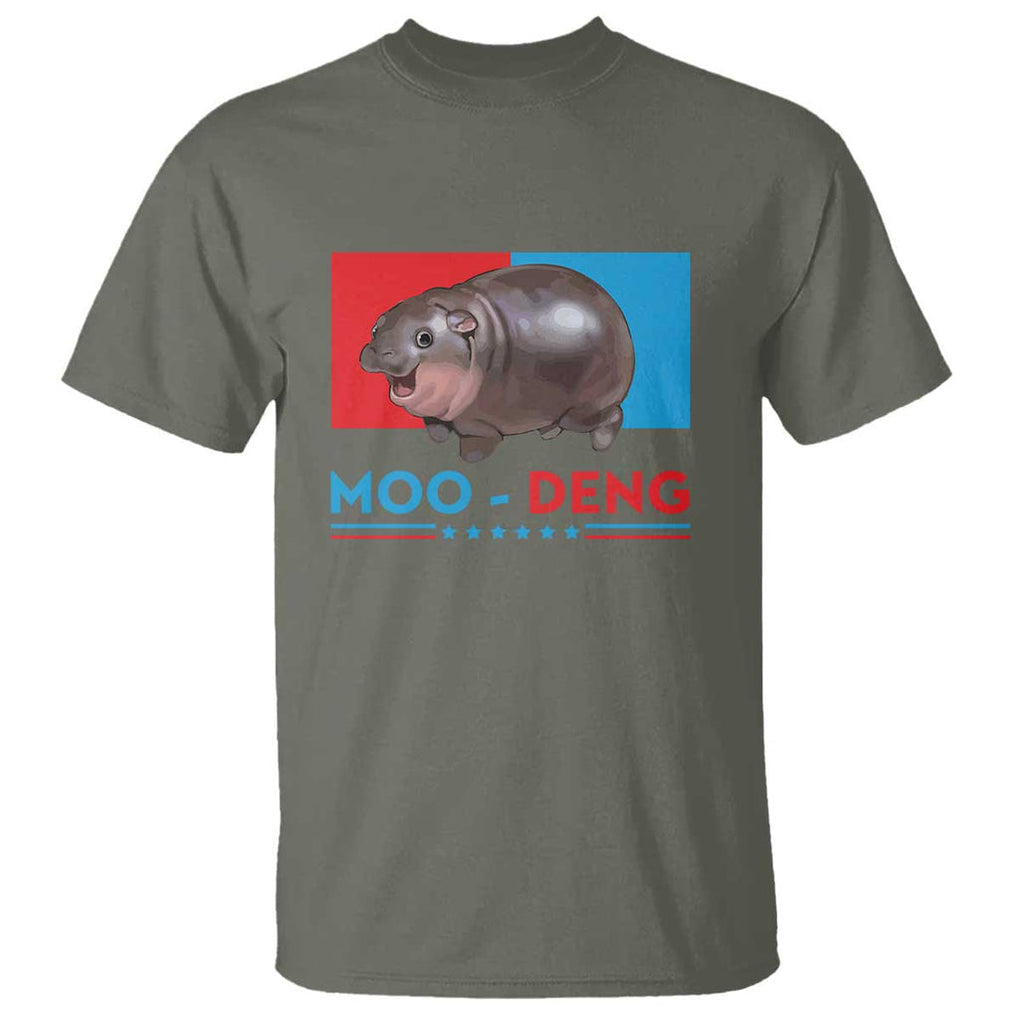 Funny Moo-Deng Baby Pygmy Hippo T Shirt Moo Deng for President 2024 Cute Zoo For Family TS10 Military Green Print Your Wear
