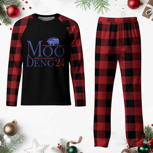 Moo Deng for President Election 2024 Plaid Pajama Set Funny Baby Hippo Meme Cute Zoo For Family TS10 Buffalo Plaid Print Your Wear