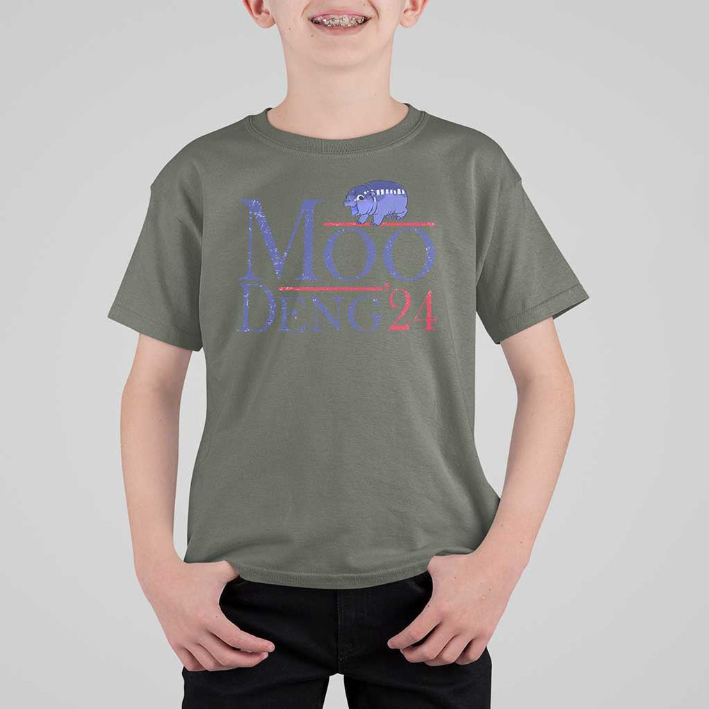 Moo-Deng for President Election 2024 T Shirt For Kid Funny Baby Hippo Meme Cute Zoo For Family TS10 Military Green Print Your Wear
