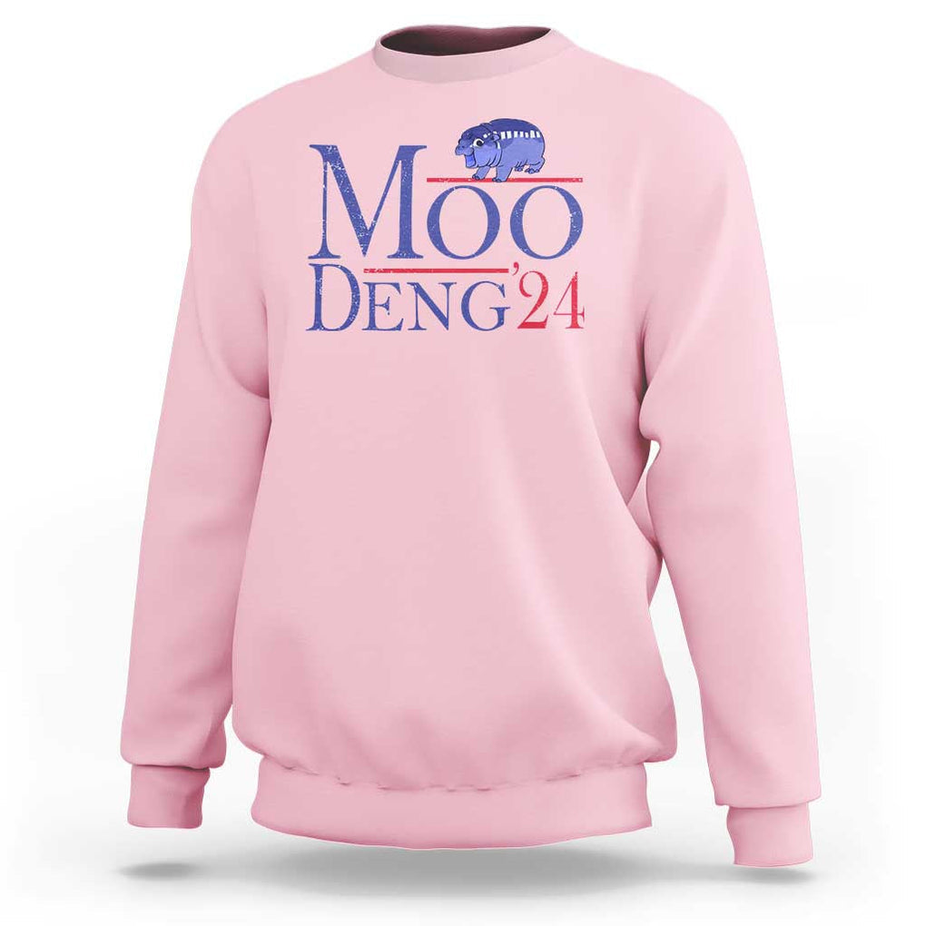 Moo-Deng for President Election 2024 Sweatshirt Funny Baby Hippo Meme Cute Zoo For Family TS10 Light Pink Print Your Wear