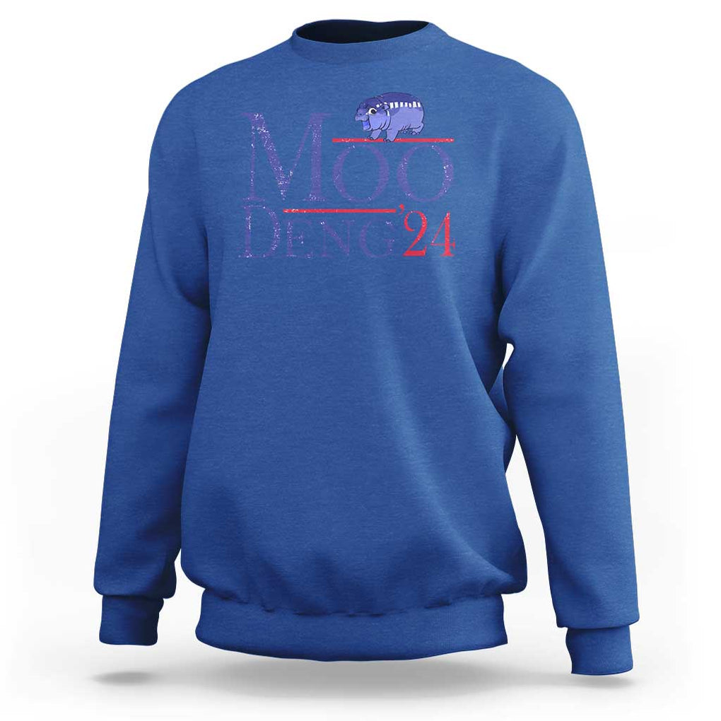 Moo-Deng for President Election 2024 Sweatshirt Funny Baby Hippo Meme Cute Zoo For Family TS10 Royal Blue Print Your Wear
