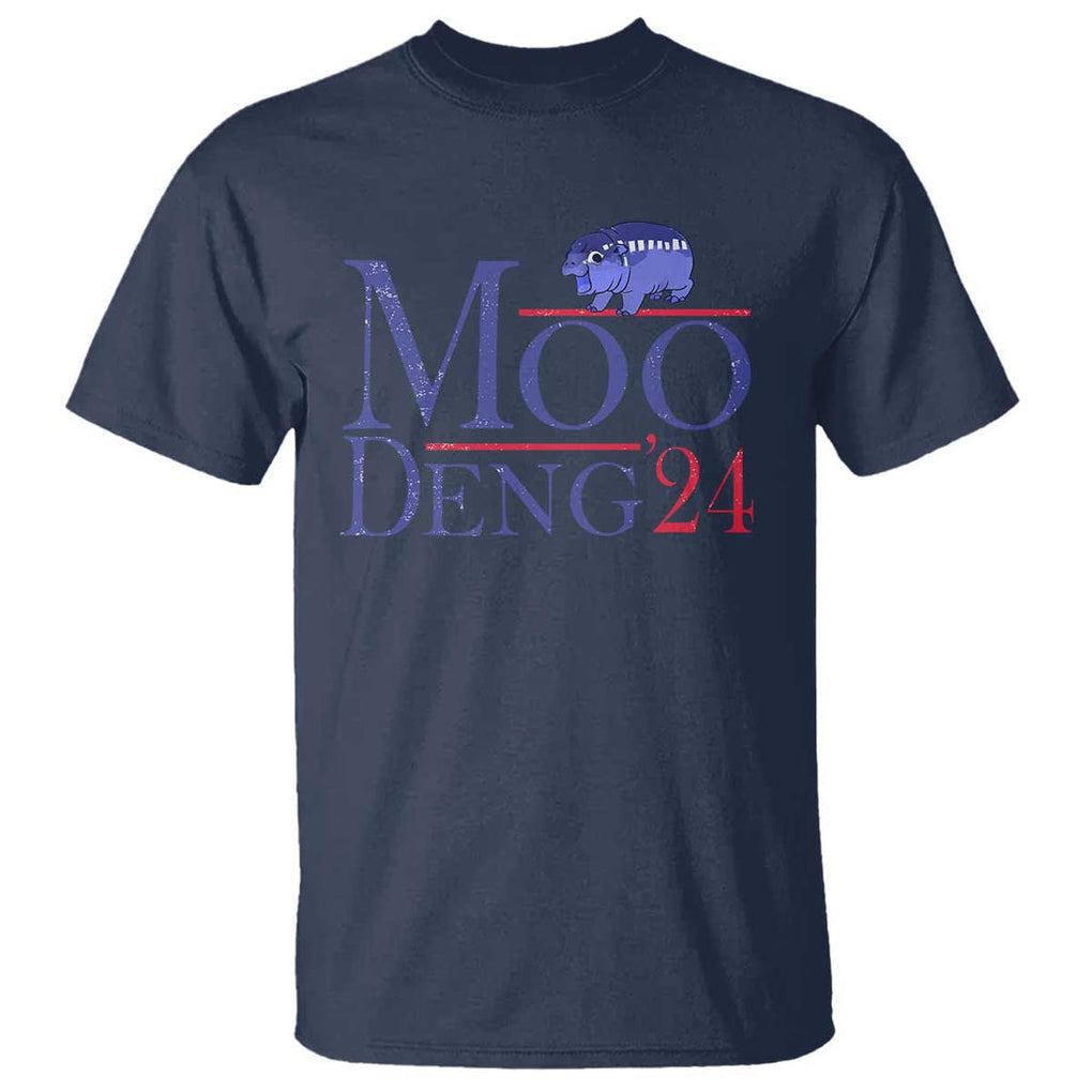 Moo-Deng for President Election 2024 T Shirt Funny Baby Hippo Meme Cute Zoo For Family TS10 Navy Print Your Wear