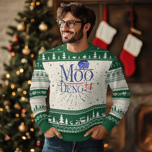 Moo Deng for President Election 2024 Knit Sweatshirt Funny Baby Hippo Meme Cute Zoo For Family TS10 Green Print Your Wear