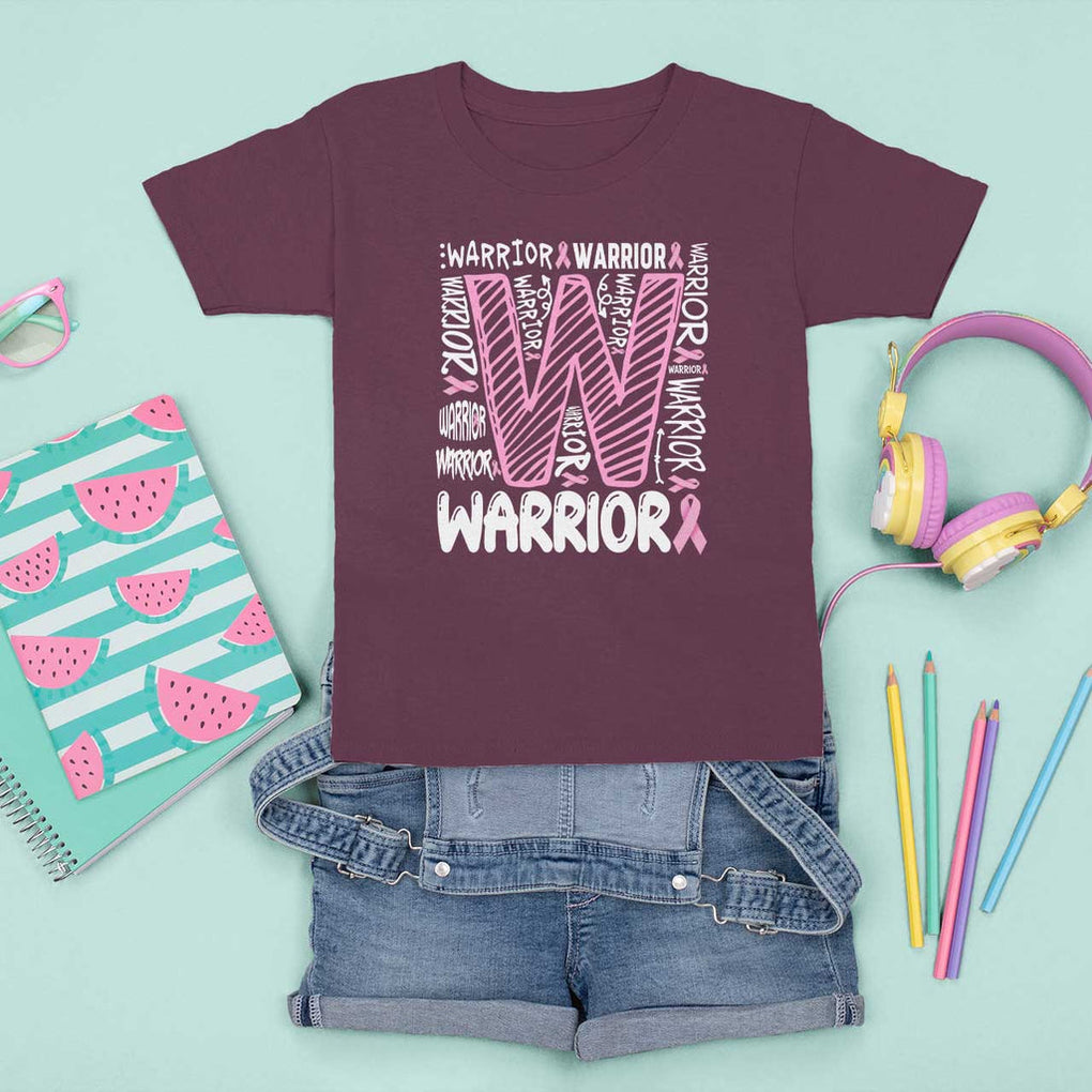 Breast Cancer Awareness In October We Wear Pink T Shirt For Kid Pink Ribbon Warriors Team TS10 Maroon Print Your Wear