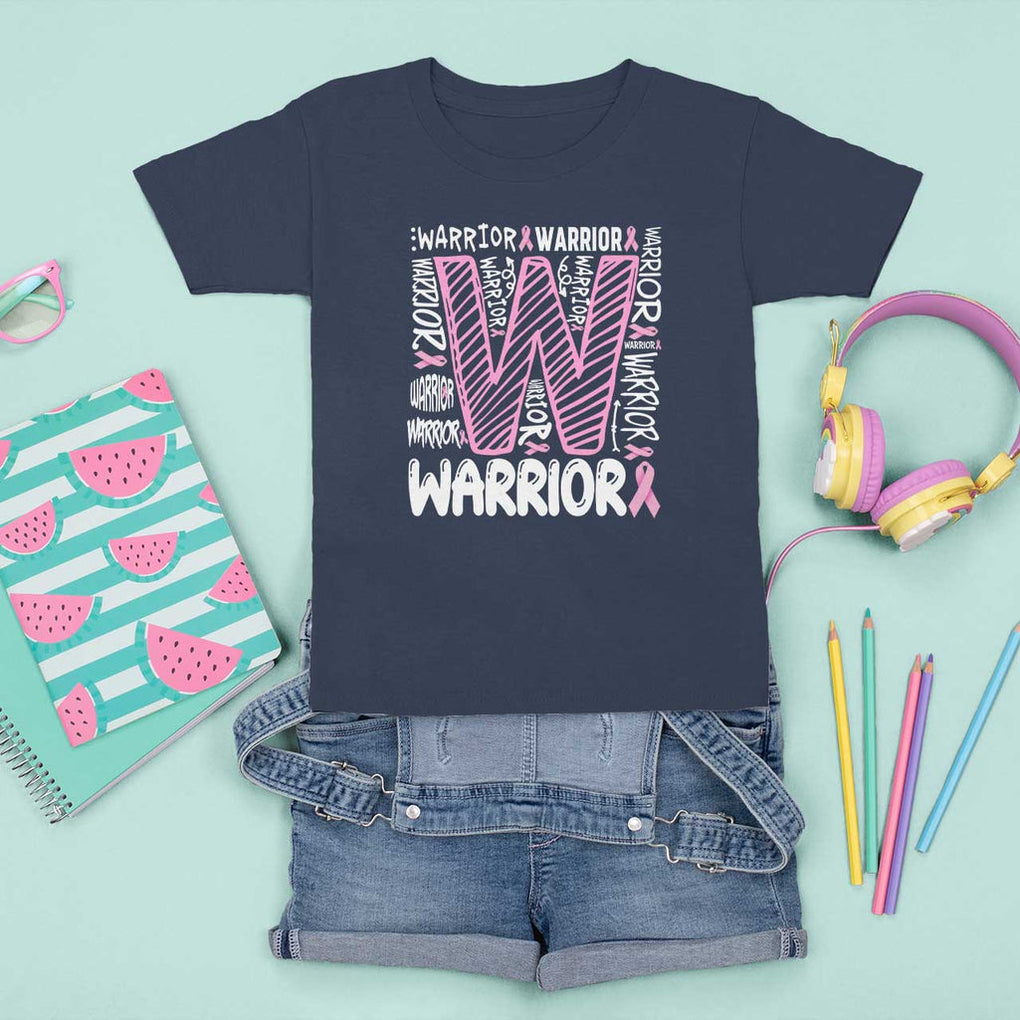 Breast Cancer Awareness In October We Wear Pink T Shirt For Kid Pink Ribbon Warriors Team TS10 Navy Print Your Wear